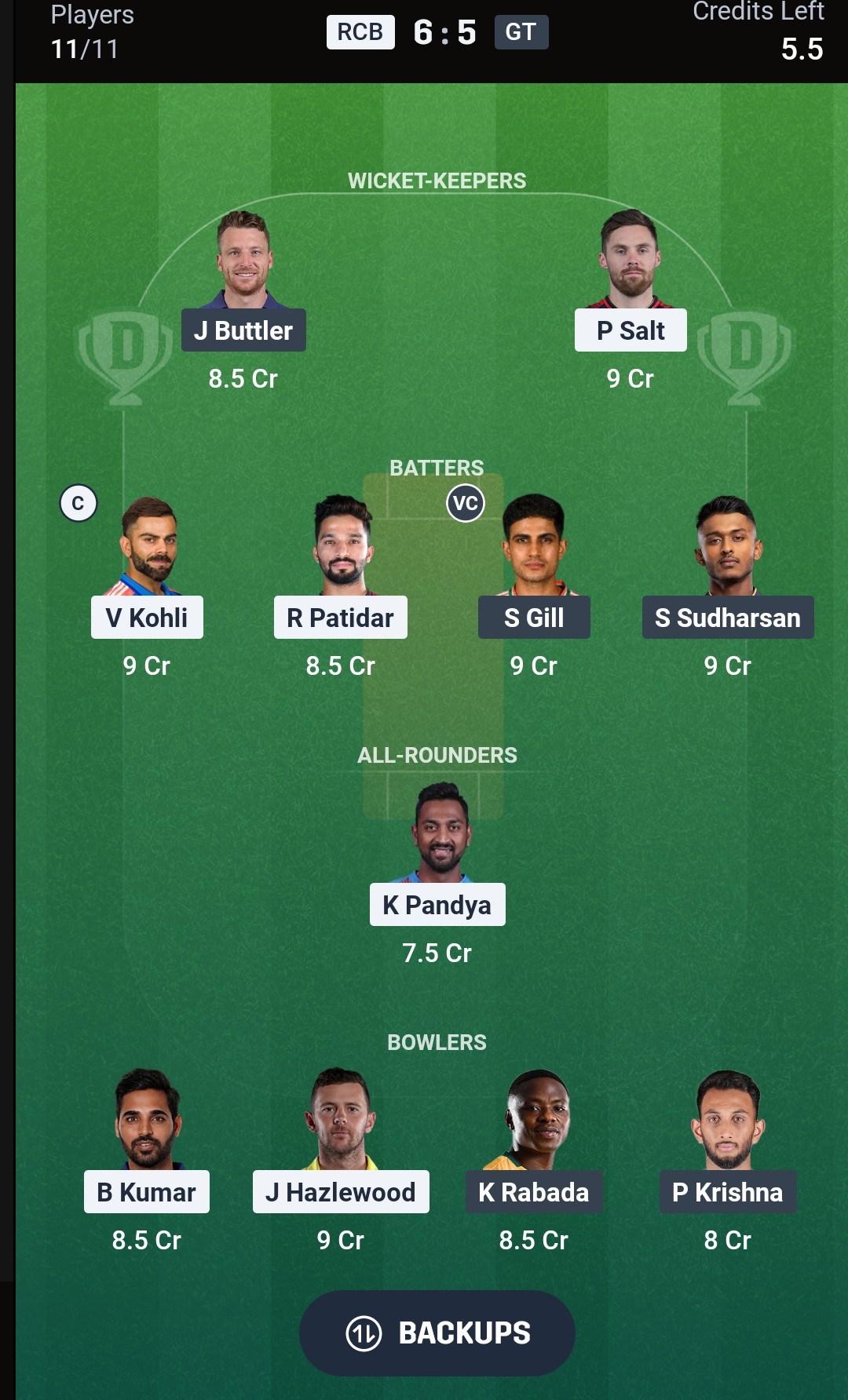 RCB vs GT Dream11 Prediction Today IPL 2026 Match 34 Playing XI