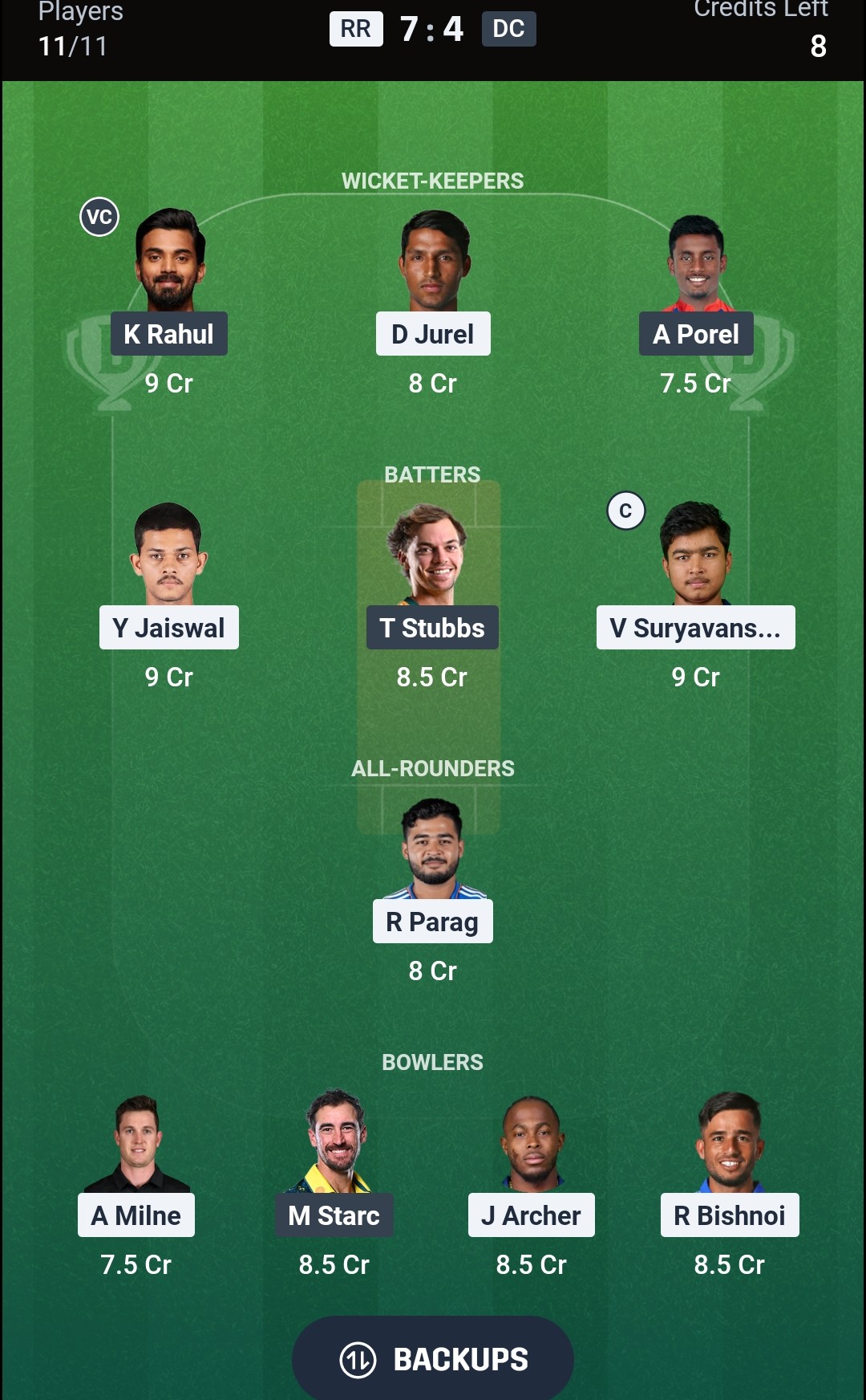 RR vs DC Dream11 Prediction Today IPL 2026 Match 43 Playing XI
