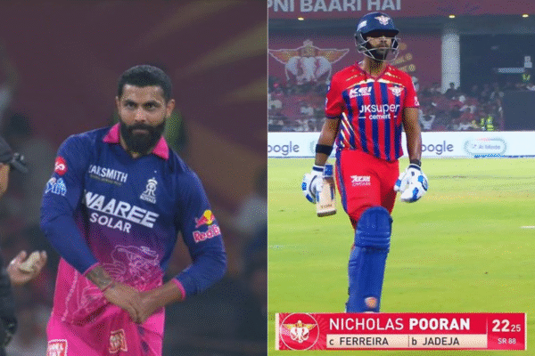 Ravindra Jadeja Celebrates Nicholas Pooran Wicket With ‘In My Pocket’ Gesture in LSG vs RR IPL 2026 Match [WATCH]