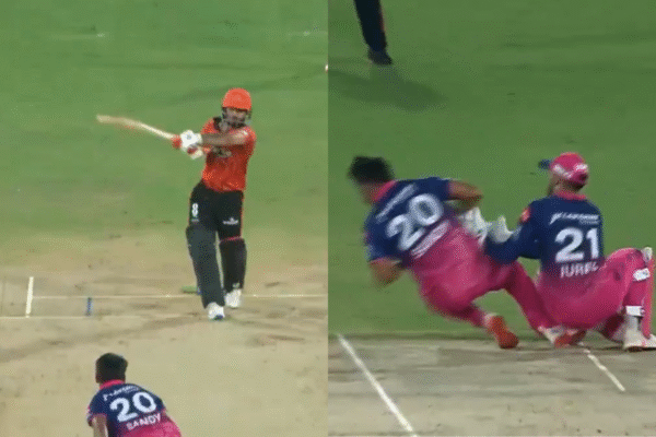 Sandeep Sharma Collides With Dhruv Jurel But Holds Onto Catch to Dismiss Ishan Kishan Rampage in SRH vs RR IPL 2026 [WATCH]