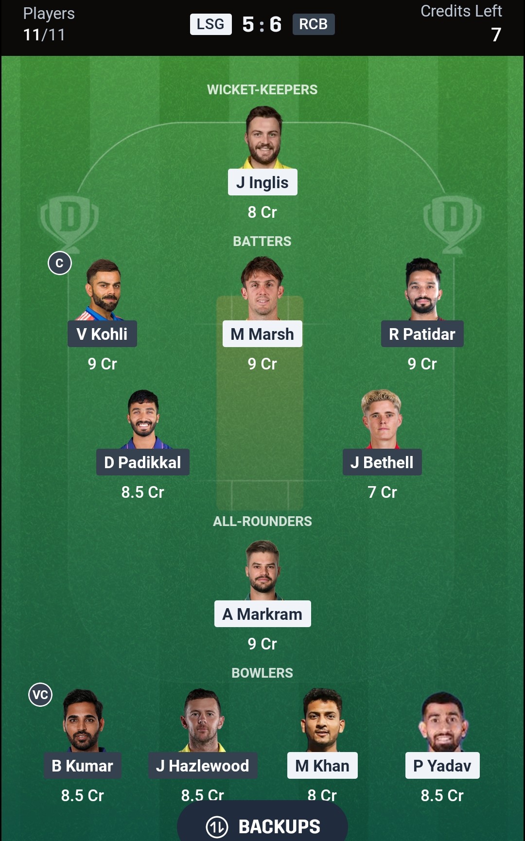 LSG vs RCB Dream11 Prediction Today IPL 2026 Match 50 Playing XI