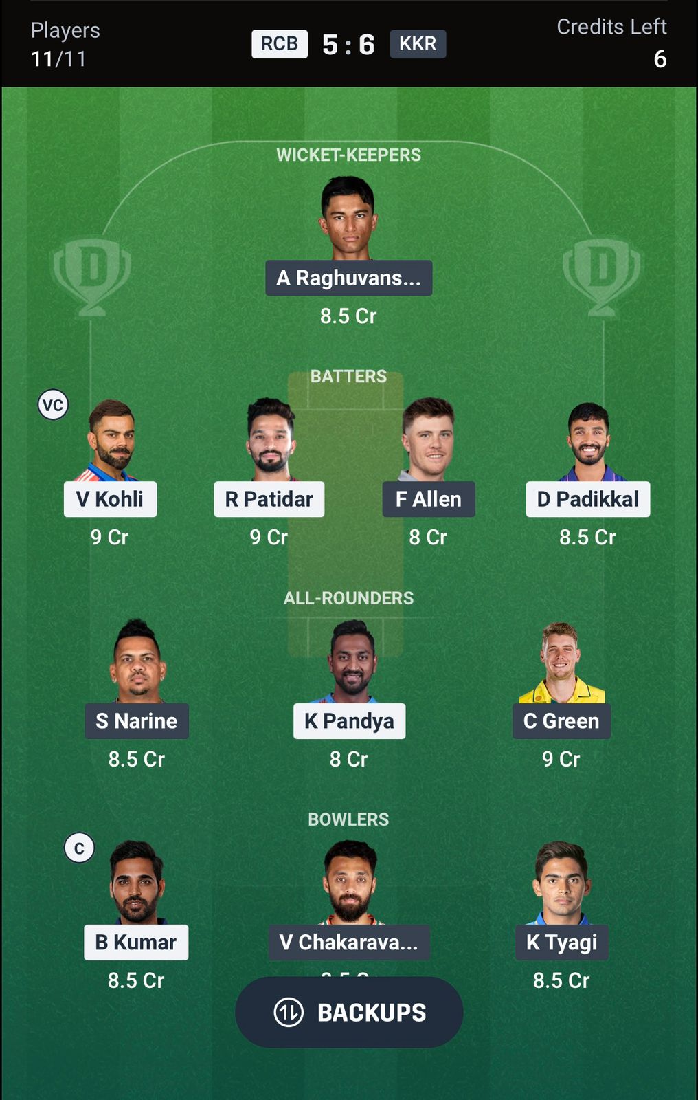 RCB vs KKR Dream11 Prediction Today, IPL 2026 Match 57 Playing XI 