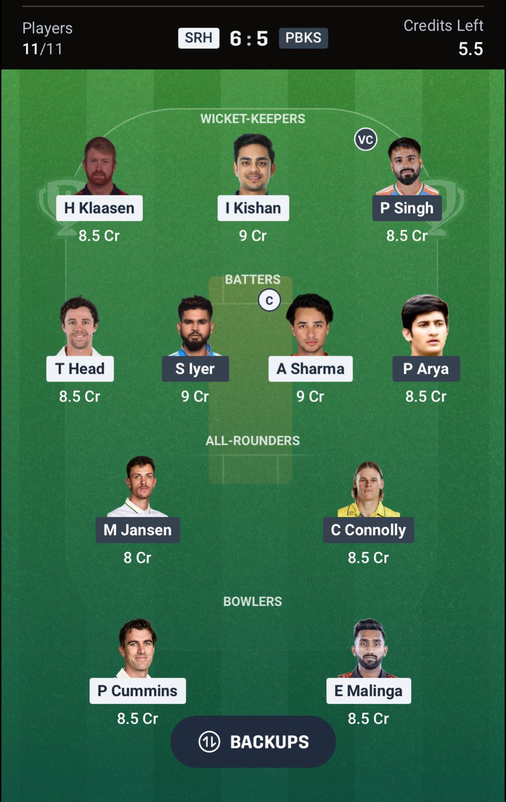 SRH vs PBKS Dream11 Prediction Today, IPL 2026 Match 49 Playing XI